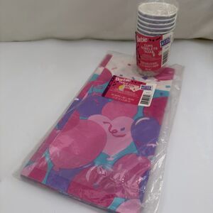 Party Express Barbie 90’s Supplies Paper Tablecloth & 8 Cups Birthday Vintage